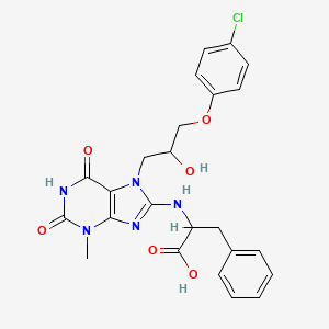 2-((7-(3-(4-chlorophenoxy)-2-hydroxypropyl)-3-methyl-2,6-dioxo-2,3,6,7-tetrahydro-1H-purin-8-yl)amino)-3-phenylpropanoic acid