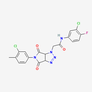 molecular formula C19H14Cl2FN5O3 B2415079 N-(3-chloro-4-fluorophenyl)-2-(5-(3-chloro-4-methylphenyl)-4,6-dioxo-4,5,6,6a-tetrahydropyrrolo[3,4-d][1,2,3]triazol-1(3aH)-yl)acetamide CAS No. 1052560-83-4