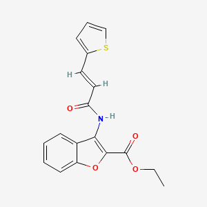 molecular formula C18H15NO4S B2415088 (E)-ethyl 3-(3-(thiophen-2-yl)acrylamido)benzofuran-2-carboxylate CAS No. 477500-90-6