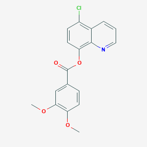 molecular formula C18H14ClNO4 B2415098 3,4-Dimethoxy-benzoic acid 5-chloro-quinolin-8-yl ester CAS No. 301341-02-6