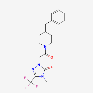 molecular formula C18H21F3N4O2 B2415103 1-(2-(4-苄基哌啶-1-基)-2-氧代乙基)-4-甲基-3-(三氟甲基)-1H-1,2,4-三唑-5(4H)-酮 CAS No. 1421484-22-1