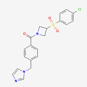 molecular formula C20H18ClN3O3S B2415108 (4-((1H-imidazol-1-yl)methyl)phenyl)(3-((4-chlorophenyl)sulfonyl)azetidin-1-yl)methanone CAS No. 1448073-39-9