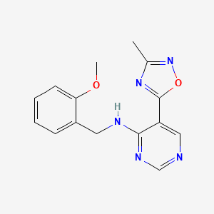 molecular formula C15H15N5O2 B2415122 N-(2-甲氧基苄基)-5-(3-甲基-1,2,4-恶二唑-5-基)嘧啶-4-胺 CAS No. 2034392-85-1