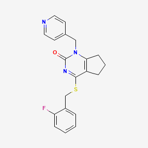 molecular formula C20H18FN3OS B2415124 4-((2-fluorobenzyl)thio)-1-(pyridin-4-ylmethyl)-6,7-dihydro-1H-cyclopenta[d]pyrimidin-2(5H)-one CAS No. 899731-13-6