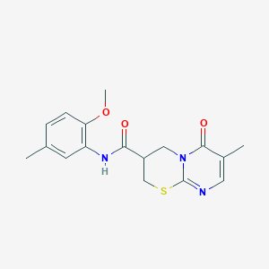 molecular formula C17H19N3O3S B2415126 N-(2-methoxy-5-methylphenyl)-7-methyl-6-oxo-2,3,4,6-tetrahydropyrimido[2,1-b][1,3]thiazine-3-carboxamide CAS No. 1396747-61-7