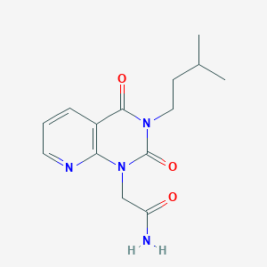 molecular formula C14H18N4O3 B2415146 2-[3-(3-甲基丁基)-2,4-二氧代-3,4-二氢吡啶并[2,3-d]嘧啶-1(2H)-基]乙酰胺 CAS No. 902924-79-2