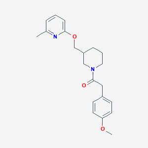 molecular formula C21H26N2O3 B2415147 2-(4-Methoxyphenyl)-1-[3-[(6-methylpyridin-2-yl)oxymethyl]piperidin-1-yl]ethanone CAS No. 2380043-24-1