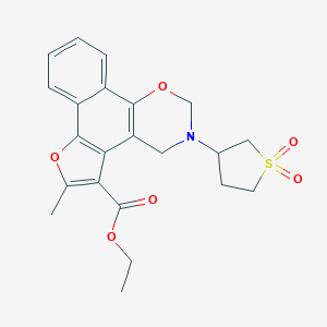 molecular formula C22H23NO6S B241515 Ethyl 9-(1,1-dioxo-1lambda6-thiolan-3-yl)-4-methyl-3,11-dioxa-9-azatetracyclo[11.4.0.0^{2,6}.0^{7,12}]heptadeca-1,4,6,12,14,16-hexaene-5-carboxylate 