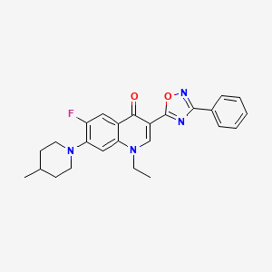 molecular formula C25H25FN4O2 B2415156 1-ethyl-6-fluoro-7-(4-methylpiperidin-1-yl)-3-(3-phenyl-1,2,4-oxadiazol-5-yl)quinolin-4(1H)-one CAS No. 1110984-97-8