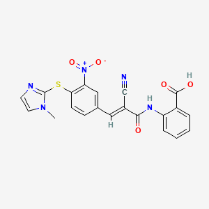 2-[[(E)-2-cyano-3-[4-(1-methylimidazol-2-yl)sulfanyl-3-nitrophenyl]prop-2-enoyl]amino]benzoic acid