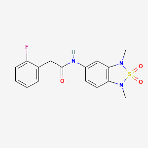 molecular formula C16H16FN3O3S B2415176 N-(1,3-dimethyl-2,2-dioxido-1,3-dihydrobenzo[c][1,2,5]thiadiazol-5-yl)-2-(2-fluorophenyl)acetamide CAS No. 2034545-49-6