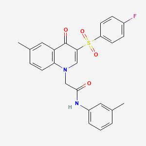 molecular formula C25H21FN2O4S B2415177 2-[3-(4-氟苯基)磺酰基-6-甲基-4-氧代喹啉-1-基]-N-(3-甲基苯基)乙酰胺 CAS No. 866808-66-4