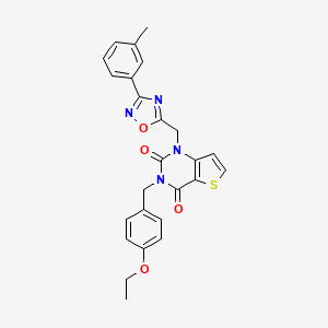 molecular formula C25H22N4O4S B2415182 3-(4-{2-[(4-chlorobenzyl)amino]-2-oxoethyl}-3-oxo-3,4-dihydroquinoxalin-2-yl)-N-cyclohexylpropanamide CAS No. 1251579-19-7