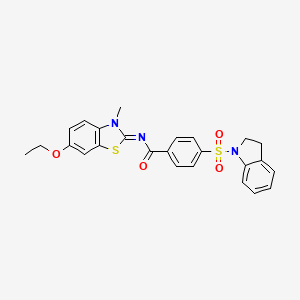 (E)-N-(6-ethoxy-3-methylbenzo[d]thiazol-2(3H)-ylidene)-4-(indolin-1-ylsulfonyl)benzamide