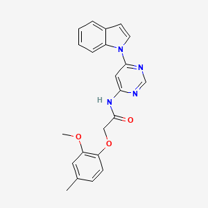 molecular formula C22H20N4O3 B2415212 N-(6-(1H-indol-1-yl)pyrimidin-4-yl)-2-(2-methoxy-4-methylphenoxy)acetamide CAS No. 1428359-39-0