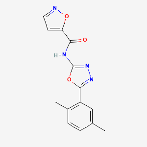 molecular formula C14H12N4O3 B2415216 N-(5-(2,5-二甲苯基)-1,3,4-恶二唑-2-基)异恶唑-5-甲酰胺 CAS No. 941913-82-2