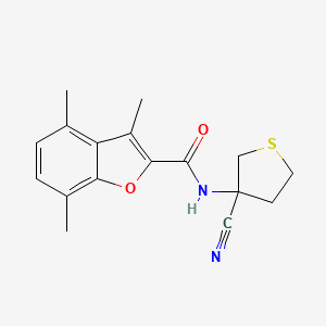 molecular formula C17H18N2O2S B2415222 N-(3-氰代硫杂环丙烷-3-基)-3,4,7-三甲基-1-苯并呋喃-2-甲酰胺 CAS No. 1311960-55-0