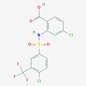 molecular formula C14H8Cl2F3NO4S B2415236 4-Chloro-2-[4-chloro-3-(trifluoromethyl)benzenesulfonamido]benzoic acid CAS No. 756851-01-1