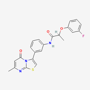 molecular formula C22H18FN3O3S B2415238 2-(3-fluorophenoxy)-N-(3-(7-methyl-5-oxo-5H-thiazolo[3,2-a]pyrimidin-3-yl)phenyl)propanamide CAS No. 1020980-44-2