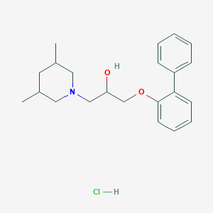 molecular formula C22H30ClNO2 B2415239 1-([1,1'-Biphenyl]-2-yloxy)-3-(3,5-dimethylpiperidin-1-yl)propan-2-ol hydrochloride CAS No. 1212291-55-8