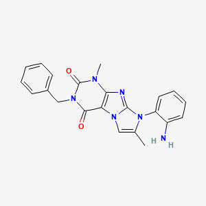 molecular formula C22H20N6O2 B2415249 8-(2-氨基苯基)-3-苄基-1,7-二甲基-1H-咪唑并[2,1-f]嘌呤-2,4(3H,8H)-二酮 CAS No. 916029-94-2