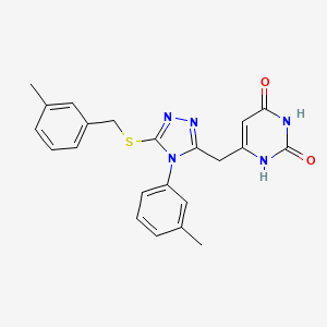 molecular formula C22H21N5O2S B2415250 6-((5-((3-methylbenzyl)thio)-4-(m-tolyl)-4H-1,2,4-triazol-3-yl)methyl)pyrimidine-2,4(1H,3H)-dione CAS No. 852047-91-7