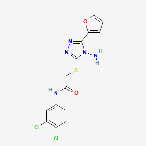 molecular formula C14H11Cl2N5O2S B2415254 2-((4-amino-5-(furan-2-yl)-4H-1,2,4-triazol-3-yl)thio)-N-(3,4-dichlorophenyl)acetamide CAS No. 677759-31-8