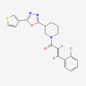 molecular formula C20H18ClN3O2S B2415255 (E)-3-(2-chlorophenyl)-1-(3-(5-(thiophen-3-yl)-1,3,4-oxadiazol-2-yl)piperidin-1-yl)prop-2-en-1-one CAS No. 1798402-68-2