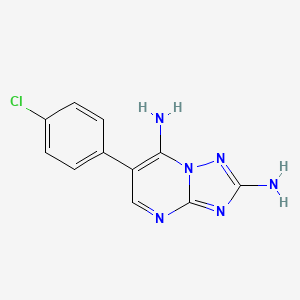 molecular formula C11H9ClN6 B2415256 6-(4-Chlorophenyl)[1,2,4]triazolo[1,5-a]pyrimidine-2,7-diamine CAS No. 303145-69-9
