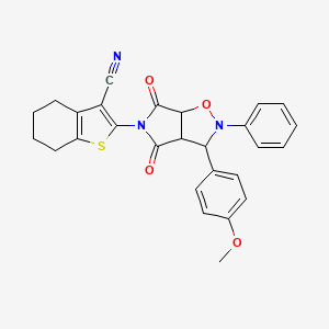 molecular formula C27H23N3O4S B2415260 2-(3-(4-メトキシフェニル)-4,6-ジオキソ-2-フェニルテトラヒドロ-2H-ピロロ[3,4-d]イソキサゾール-5(3H)-イル)-4,5,6,7-テトラヒドロベンゾ[b]チオフェン-3-カルボニトリル CAS No. 1005266-96-5