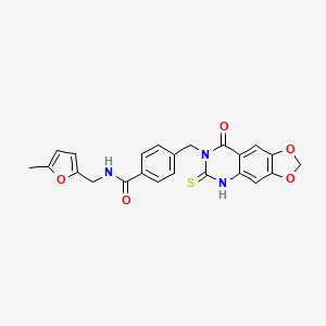 N-[(5-methylfuran-2-yl)methyl]-4-[(8-oxo-6-sulfanylidene-5H-[1,3]dioxolo[4,5-g]quinazolin-7-yl)methyl]benzamide