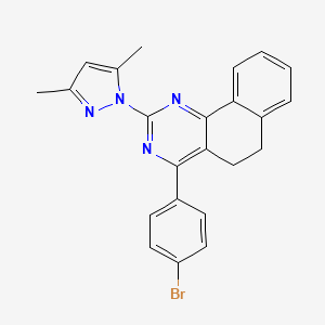 molecular formula C23H19BrN4 B2415269 4-(4-溴苯基)-2-(3,5-二甲基-1H-吡唑-1-基)-5,6-二氢苯并[h]喹唑啉 CAS No. 956965-83-6