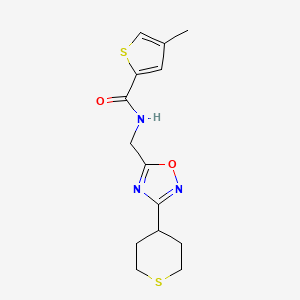 4-methyl-N-((3-(tetrahydro-2H-thiopyran-4-yl)-1,2,4-oxadiazol-5-yl)methyl)thiophene-2-carboxamide
