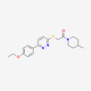 molecular formula C20H25N3O2S B2415274 2-[6-(4-Ethoxyphenyl)pyridazin-3-yl]sulfanyl-1-(4-methylpiperidin-1-yl)ethanone CAS No. 894000-88-5