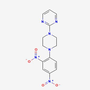 molecular formula C14H14N6O4 B2415283 2-[4-(2,4-二硝基苯基)哌嗪基]嘧啶 CAS No. 307553-49-7