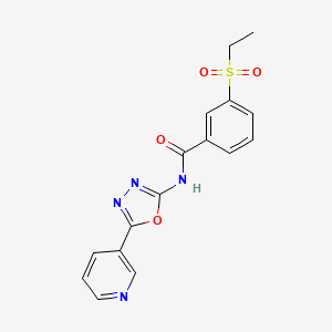 molecular formula C16H14N4O4S B2415287 3-(ethylsulfonyl)-N-(5-(pyridin-3-yl)-1,3,4-oxadiazol-2-yl)benzamide CAS No. 923227-98-9