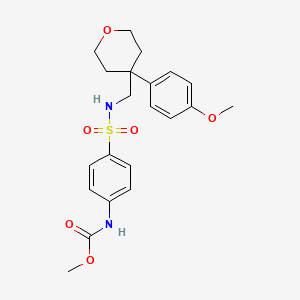 methyl (4-(N-((4-(4-methoxyphenyl)tetrahydro-2H-pyran-4-yl)methyl)sulfamoyl)phenyl)carbamate