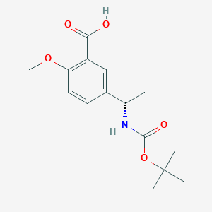 molecular formula C15H21NO5 B2415300 (S)-5-(1-((tert-Butoxycarbonyl)amino)ethyl)-2-methoxybenzoic acid CAS No. 2193052-16-1