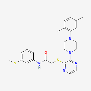 molecular formula C25H29N5OS2 B2415305 2-({3-[4-(2,5-dimethylphenyl)piperazin-1-yl]pyrazin-2-yl}sulfanyl)-N-[3-(methylsulfanyl)phenyl]acetamide CAS No. 1189459-80-0