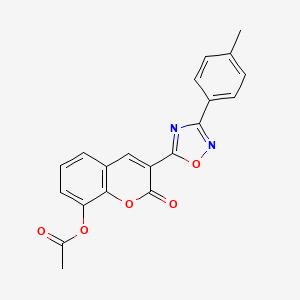 molecular formula C20H14N2O5 B2415306 3-[3-(4-methylphenyl)-1,2,4-oxadiazol-5-yl]-2-oxo-2H-chromen-8-yl acetate CAS No. 931693-88-8