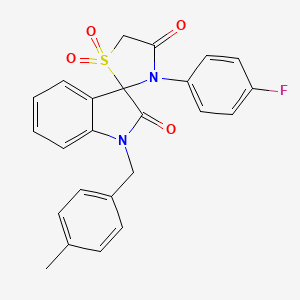 molecular formula C24H19FN2O4S B2415309 3'-(4-fluorophenyl)-1-(4-methylbenzyl)-4'H-spiro[indole-3,2'-[1,3]thiazolidine]-2,4'(1H)-dione 1',1'-dioxide CAS No. 894874-09-0