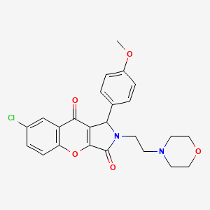 molecular formula C24H23ClN2O5 B2415312 7-Chloro-1-(4-methoxyphenyl)-2-(2-morpholinoethyl)-1,2-dihydrochromeno[2,3-c]pyrrole-3,9-dione CAS No. 634574-94-0