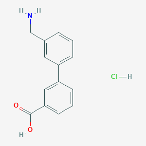 molecular formula C14H14ClNO2 B2415318 3-[3-(Aminomethyl)phenyl]benzoic acid;hydrochloride CAS No. 2243513-91-7