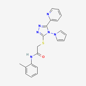 molecular formula C20H18N6OS B2415323 N-(2-甲基苯基)-2-[(5-吡啶-2-基-4-吡咯-1-基-1,2,4-三唑-3-基)硫代]乙酰胺 CAS No. 886921-38-6