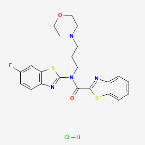 molecular formula C22H22ClFN4O2S2 B2415324 N-(6-fluorobenzo[d]thiazol-2-yl)-N-(3-morpholinopropyl)benzo[d]thiazole-2-carboxamide hydrochloride CAS No. 1216555-27-9