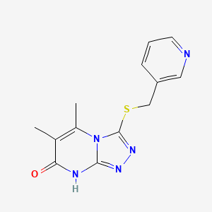 molecular formula C13H13N5OS B2415335 5,6-dimethyl-3-((pyridin-3-ylmethyl)thio)-[1,2,4]triazolo[4,3-a]pyrimidin-7(8H)-one CAS No. 891133-18-9