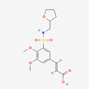molecular formula C16H21NO7S B2415338 (E)-3-[3,4-dimethoxy-5-(oxolan-2-ylmethylsulfamoyl)phenyl]prop-2-enoic acid CAS No. 326882-42-2