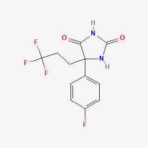 molecular formula C12H10F4N2O2 B2415340 5-(4-Fluorophenyl)-5-(3,3,3-trifluoropropyl)imidazolidine-2,4-dione CAS No. 2445785-51-1
