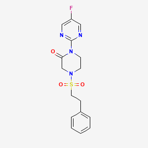 molecular formula C16H17FN4O3S B2415343 1-(5-Fluoropyrimidin-2-yl)-4-(phenethylsulfonyl)piperazin-2-one CAS No. 2320214-15-9