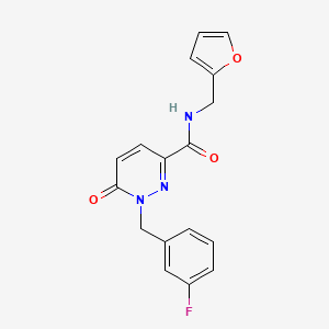molecular formula C17H14FN3O3 B2415347 1-(3-fluorobenzyl)-N-(furan-2-ylmethyl)-6-oxo-1,6-dihydropyridazine-3-carboxamide CAS No. 1049504-00-8